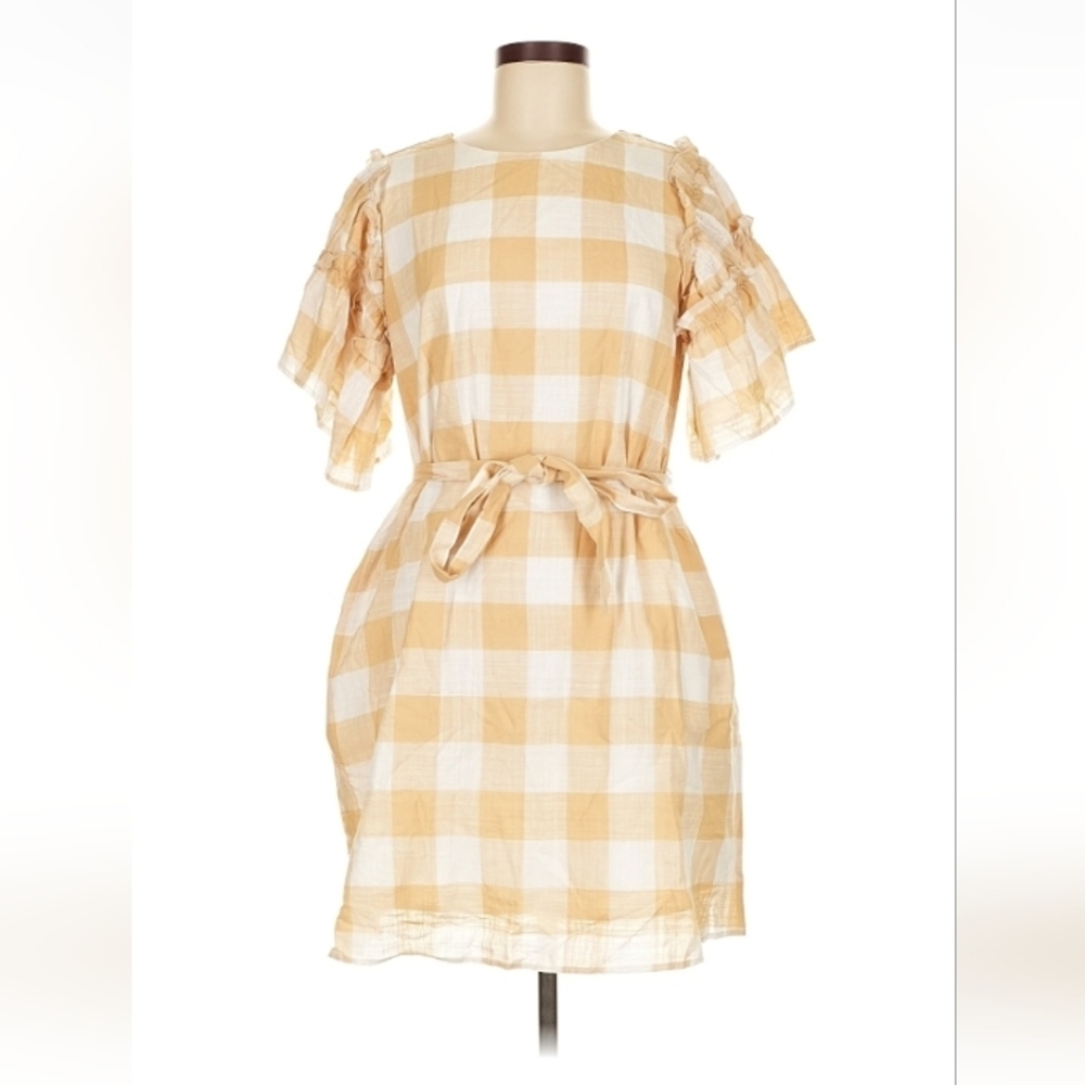 Who What Wear Yellow Gingham Dress M $32 Retail - Picture 1 of 7